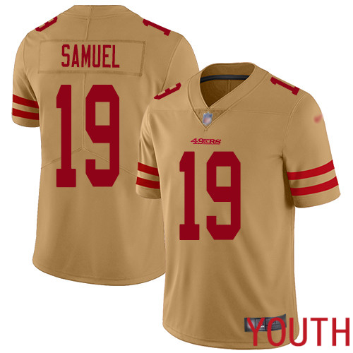 San Francisco 49ers Limited Gold Youth Deebo Samuel NFL Jersey #19 Inverted Legend->youth nfl jersey->Youth Jersey
